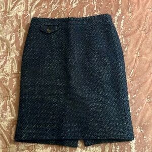 J. Crew Blue Tweed Pencil Skirt